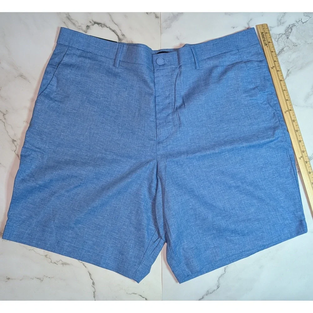 Banana Republic Core Temp Linen Blend 9 Inch Shorts Blue Mens 40 NEW
